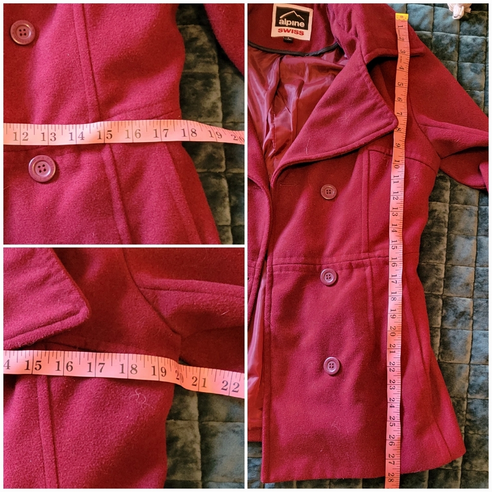 Burgundy Peacoat Y2K - Picture 9 of 10